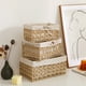 thumbnail image 1 of Cesta de Almacenamiento de Mimbre, Cesta de Mimbre Rectangular Decorativa con Cuerda de Papel Tejida A Mano, Caja de Almacenamiento en Forma de Cubo C, 1 of 5