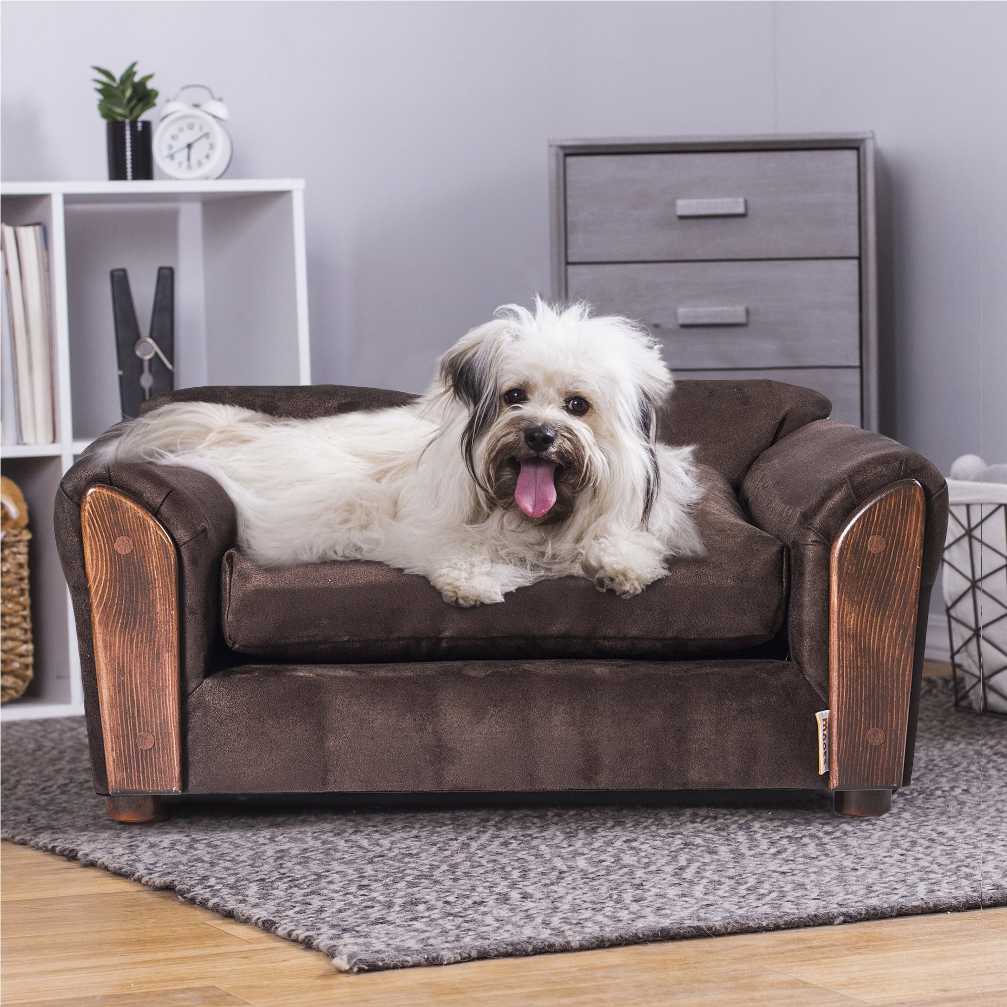 Moots VIP Microsuede Oak Couch Dog Bed, Brown, Medium