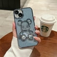 thumbnail image 3 of 6D Electroplated for iPhone 13 Case for Women Girls Luxury Liquid Quicksand Case with Camera Protector Glitter Sparkly Bear Slim Shockproof Rubber Protecive Case (Blue), 3 of 10