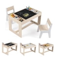 thumbnail image 1 of Costway Multifunctional Kids Table & 2 Chairs Set with Removable Double-sized Tabletop Natural + White, 1 of 10