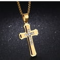 thumbnail image 2 of Collar OLEVS Gold Diamond Cross para mujer de acero inoxidable, 2 of 7