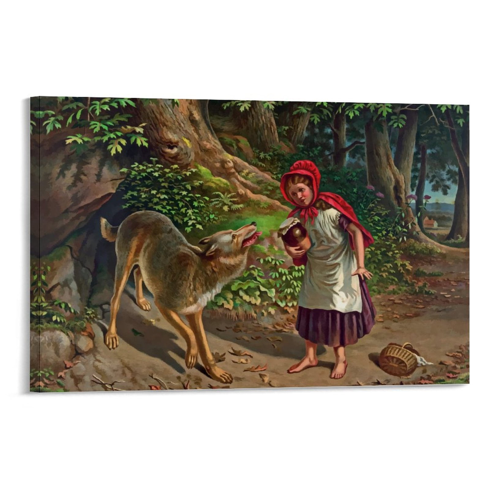 Little Red Riding Hood Canvas Wall Art Home Decor with Framed, Modern