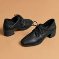 thumbnail image 2 of YDN Women Square Toe Lace up Oxford Shoes Comfortable Chunky Low Heels Pumps Professional Office Daily Size 10 Black, 2 of 4