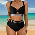 thumbnail image 4 of Abomasnow High Waisted Bikini Sets for Women Two Piece Halter Neck Cut Out Swimsuits Tops and Tummy Control Swimwear Colorblock Bathing Suits, 4 of 4