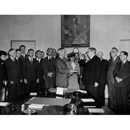President Harry S Truman Takes Oath Of Office From Chief Justice