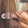 thumbnail image 4 of Mandala Hair Brush with Round-Tip Bristles - Gentle Detangling Paddle Brush for Women, Anti-Frizz & Scalp Massage, Boho Ethnic Design, 4 of 6