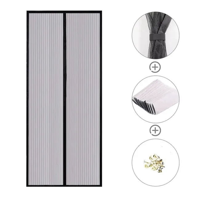 Cortina de puerta antimosquitos DEKAXID, de tela no tejida, mosquitera, mosquitera, magnética, sin perforaciones