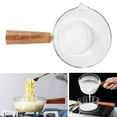 thumbnail image 4 of Glass Milk Pot with Wooden Handle 400Ml Cooking for Salad Noodles Gas Stove Cookware, 4 of 8