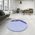 thumbnail image 4 of Ahgly Company Machine Washable Indoor Round Transitional Slate Blue Area Rugs, 5' Round, 4 of 7