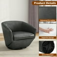 thumbnail image 4 of UIXE Swivel Barrel Accent Chair Set of 2 PU Leather Club Chair Upholstered Armchair for Living Room Modern Round Arm Chair, Black, 4 of 6