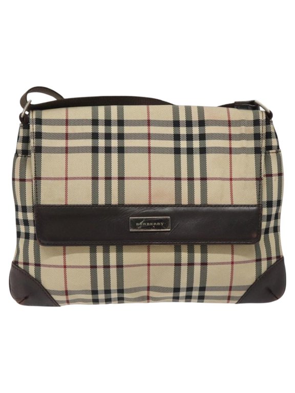 Pre-Owned Burberry Nova Check Canvas And Leather Beige Canvas Handbag