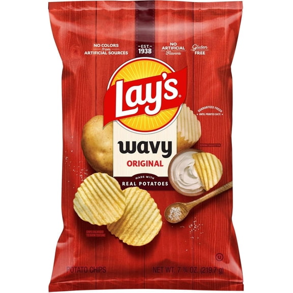 Pack Of 3 Lay's Wavy Original Potato Chips, 7.75 oz (Package May Vary)