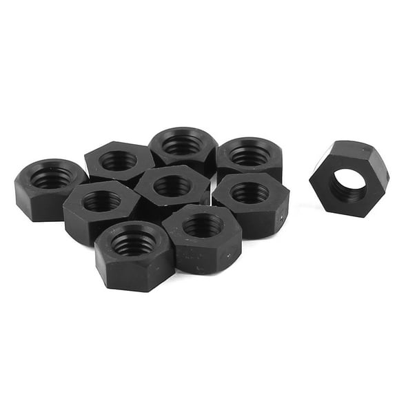 Unique Bargains 10Pcs Pack of Metric M8 Insert Lock Nylon Full Hex Nuts Plastic Black