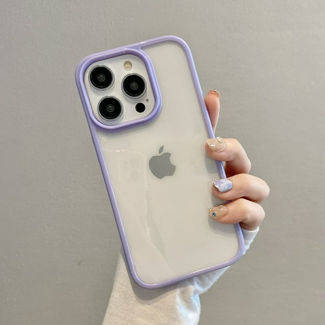 Transparent Candy Color Bumper Phone Case For iPhone 16 15 14 13 Mini 12 11 Pro Max XR XS X 7 8 Plus Soft Shockproof Back Cover Purple For iPhone X XS