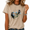 1-Brown, variant on Women's Eclipse Line Art T Shirts Washed Distressed Casual Tees Relaxed Fit Trendy Summer Vacation Outfit Short Sleeve Tops