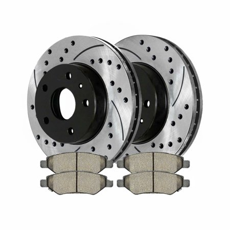 For CTS Camaro Rear Performance Drilled Slotted Brake Rotors & Ceramic Pads Kit