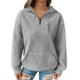 thumbnail image 3 of BiZtdJrK Womens Oversized Sweatshirt Long Sleeve 1/4 Zip Pullover Tops Causal Lightweight V Neck Sweatshirts Gray L, 3 of 10