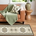 thumbnail image 3 of Beige Brown Octagonal Medallion Hallway Runner Rug, Traditional Persian Long Floor Mat, Non-Slip Washable Vintage Ornate Rug for Entryway Kitchen, 3 of 9