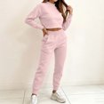 thumbnail image 4 of Women's 2 Piece Outfits Fall Winter Jogger Suits Long Sleeve Crop Tops and Sweatpants Comfy Loungewear Sets with Pockets Casual Tracksuit Pink, 4 of 7