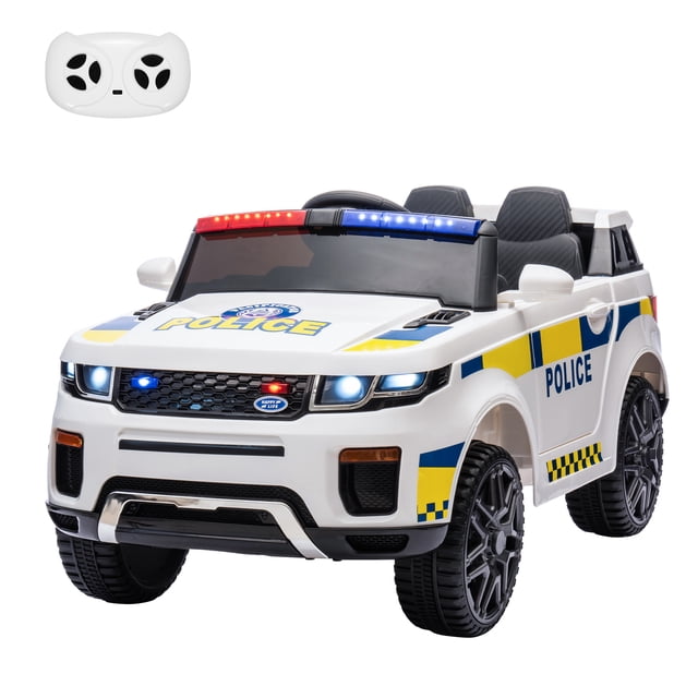 QinaQin 12V Kids Ride On Police Truck, Battery Powered Electric Car with Remote Control, Flashing Lights, Megaphone/Intercom, Handle and Spring Suspension