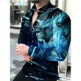 thumbnail image 1 of Camisa de vestir de noche de lujo con texto de periódico y arte a la moda con solapa y botones para fiesta, camisa informal con estampado de manga larga, suéter para hombre, 1 of 6