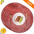 thumbnail image 1 of 15" Hollow Out Placemat for Dining Table, 4 Pcs Round PVC Placemats, Vinyl Non-Slip Heat Insulation Kitchen Washable Table Mat Cup Mat Dinner Table Decoration Hotel Restaurant Home Decor – Red, 1 of 7