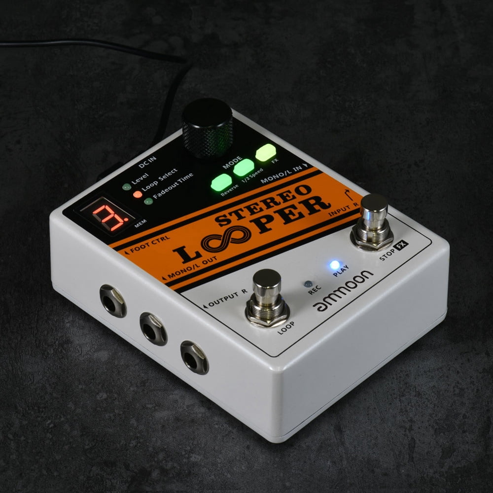ammoon Effect Pedal, Stereo Looper, 10 Independent Loops, 10min Recording