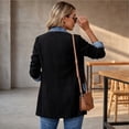 thumbnail image 4 of Hsovts Women Knit Denim Spliced Fashion Jacket Long Sleeve Button Down Color Block Coat Loose Silhouette Fall Winter Layering Outfits Black 2xL, 4 of 6