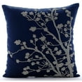 thumbnail image 5 of Navy Blue Throw Pillow Cover, Magnolia Flower Floral Theme Pillow Cover, 14x14 inch (35x35 cm) Throw Pillow Cover, Square Cotton Linen Pillow Cover Couch, Floral - Silver Magnolia, 5 of 9