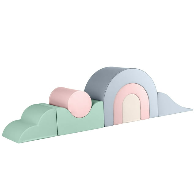 KIDKII Ensemble de Jeu Arc-en-Ciel 7 Pcs en Mousse pour Escalade et Motricité, Mélange Pastel