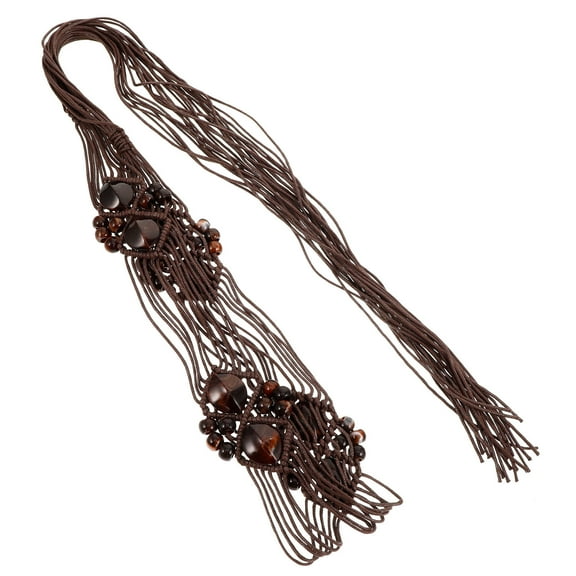 Hemoton Women Beads Belt Bride 200.00X6.00X1.00CM Light Brown