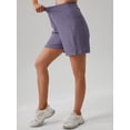 thumbnail image 2 of UNACOO Bermuda Shorts for Women Stretchy Soft Yoga Shorts with Pockets High Waisted Workout Running Athletic Short(purple,XXL), 2 of 6