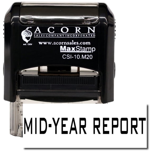 Self-Inking Mid-Year Report Stamp with Yellow Ink