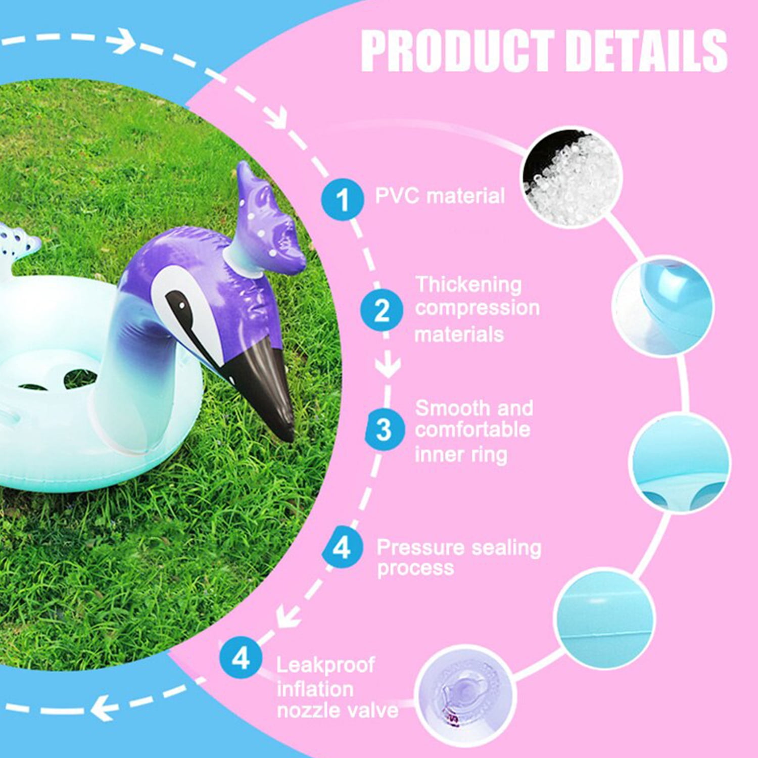Victoria 48" &nbsp;Peacock Pool Float Glitter Inflatable Swim Ring -- Fun Beach and Water Toy Lounge for Kids and Adults