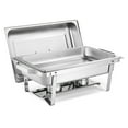 thumbnail image 6 of KFFKFF Rectangle Chafing Dish Set, 9 Qt Capacity, 4-Pack Stainless Steel Food Warmers with Hollow Handles, Includes 2 Tongs, Lids, Fuel Holders, and Dishes for Events, Parties, and Weddings, 6 of 9