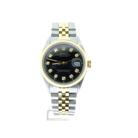 Pre-Owned Mens Rolex Two-Tone 14K/SS Datejust Black Diamond 1601 (SKU (Best Rolex For The Money)