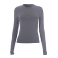 thumbnail image 4 of Dyfzdhu Long Sleeve T-shirt For Women Long Sleeve Round Neck Crop Top Tee Shirt Basic Solid Tight Slim Fit Cropped Shirt Workout Yoga Casual Top, 4 of 5