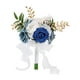 thumbnail image 3 of Ramo de rosas artificiales de 29cm, cinta para ramo de novia, borla, accesorios de fotografía para compromiso, aniversario, ramo de flores para novia Azul, 3 of 8