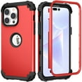 thumbnail image 1 of for iPhone 14 Pro Case, Slim Dual Layer 3 in 1 Heavy Duty Protection Hybrid Hard PC Soft Silicone Rugged Bumper Anti Slip Full-Body Protective Cases for iPhone 14 Pro, Red, 1 of 8