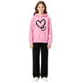 thumbnail image 2 of Coerni Girls Boys Graphic 2 Piece Outfits Heart Print Pullover Hoodie Sweatpants Fleece Sweatsuit Fall Winter Clothing Set Tracksuit, 2 of 6