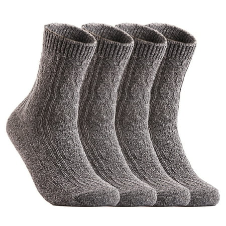 

Lovely Annie Women s 4 Pairs Pack Fashion Soft Wool Crew Socks Size 6-9 AHR1613(Grey)