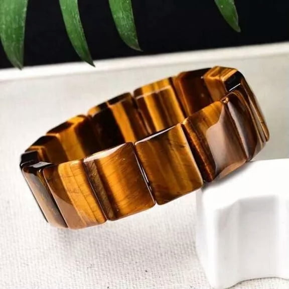 HOOUN Natural Tiger's Eye Stone Quartz Crystal Beads Bracelet Bangle