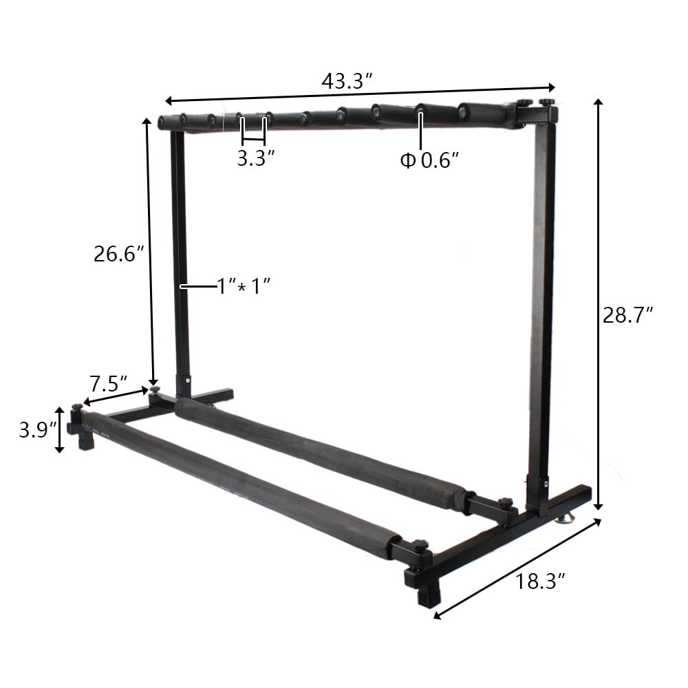 9 Multi Guitar Stand Rack with Folding Design , Guitar Display Holder with  Neoprene Rubber Tubing Protection, Portable Guitar Holder for Guitar, Bass, Black