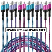 Type C Charger Fast Charging Cable 10ft 6ft,6PACK HopePow Usb A to Usb C Cable Charging Cable Android Charger High Speed Phone Charger Cord Type C Fast Charging,Multicolor