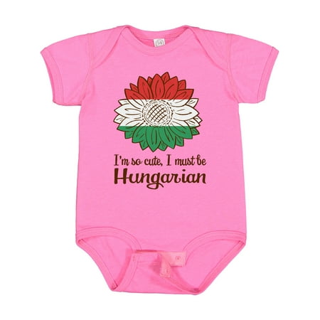 

Inktastic I m So Cute I Must Be Hungarian Hungary Sunflower Gift Baby Boy or Baby Girl Bodysuit