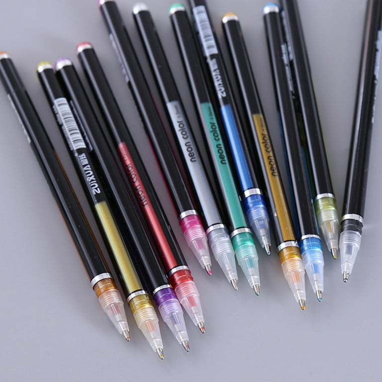 Neon Color Gel Pen Set - Metal, Pastel, Highlighter, and Glitter
