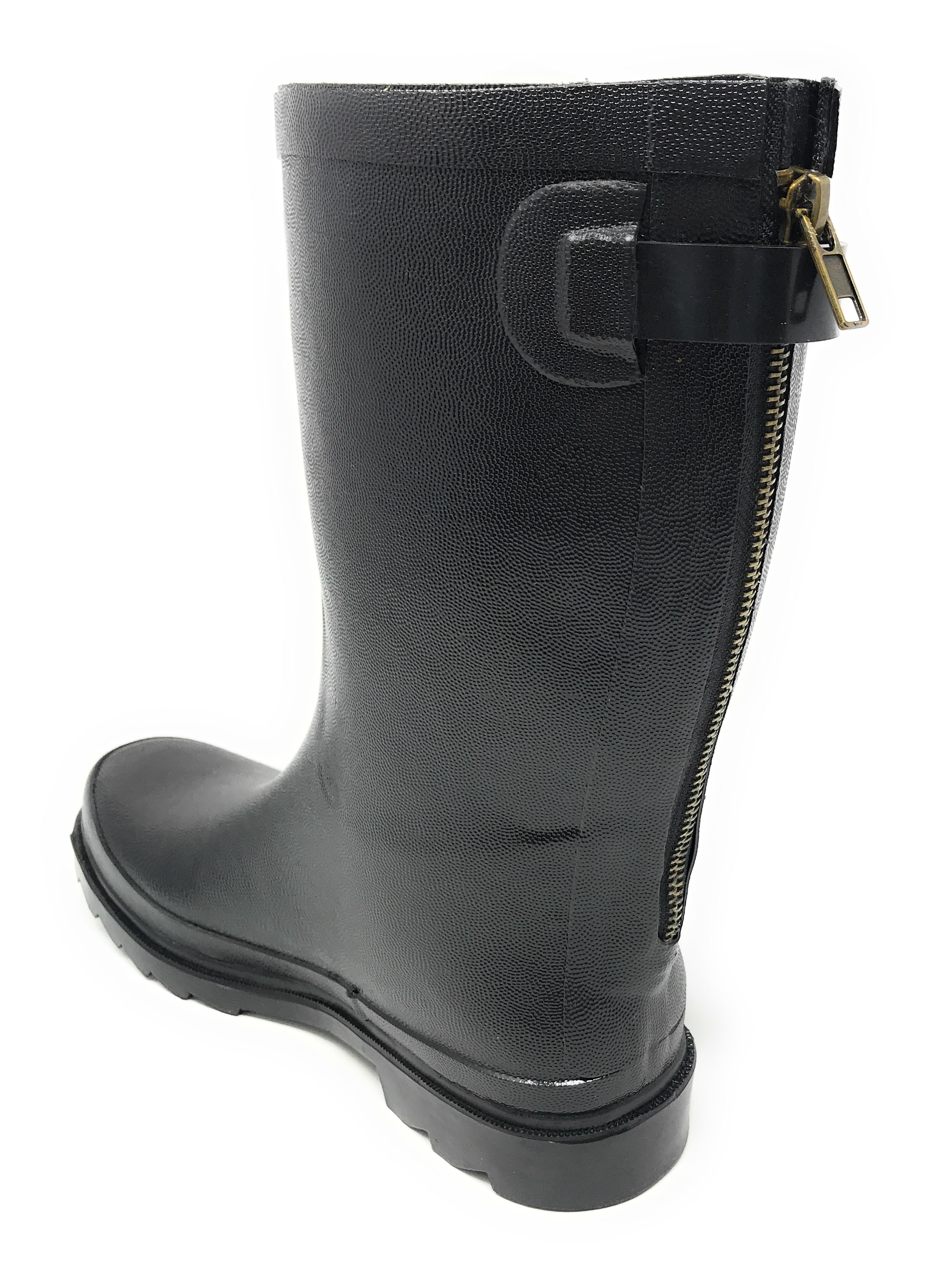 Forver Young Women's Solid Color With Back Mock Zipper Rain Boots