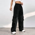 thumbnail image 6 of Biziza Women's Pants High-Waisted Cargo Sweatpants for Women Womens Sweatpants Cinched Leg Elastic Waist Sweat Pants Drawstring with Pockets Black S, 6 of 7