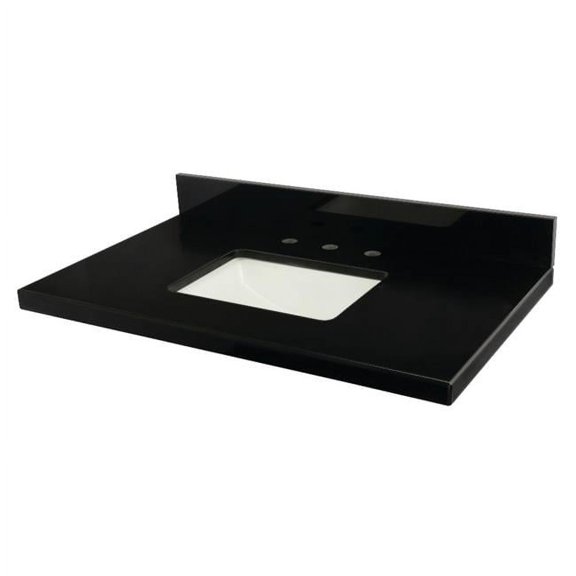 36 x 22 in. Templeton Black Granite Vanity Top with Rectangular Sink, Black & White