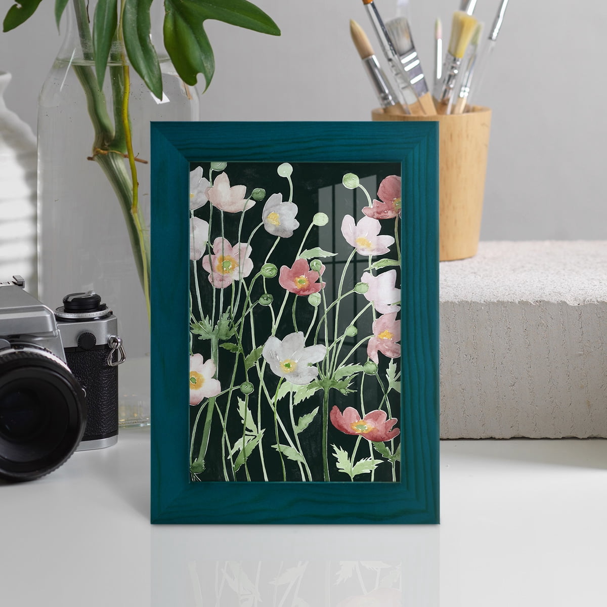 Anemone Dance I -Framed Print w/glass-Ocean Blue